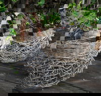 Weaving Woven Basket with Leather Handle - Accommodation QLD